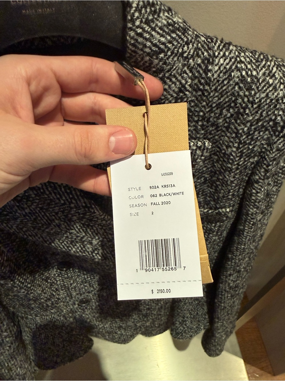 Michael Kors Women's Black & White Herringbone Double-Breasted Peplum Blazer - Picture 5 of 7